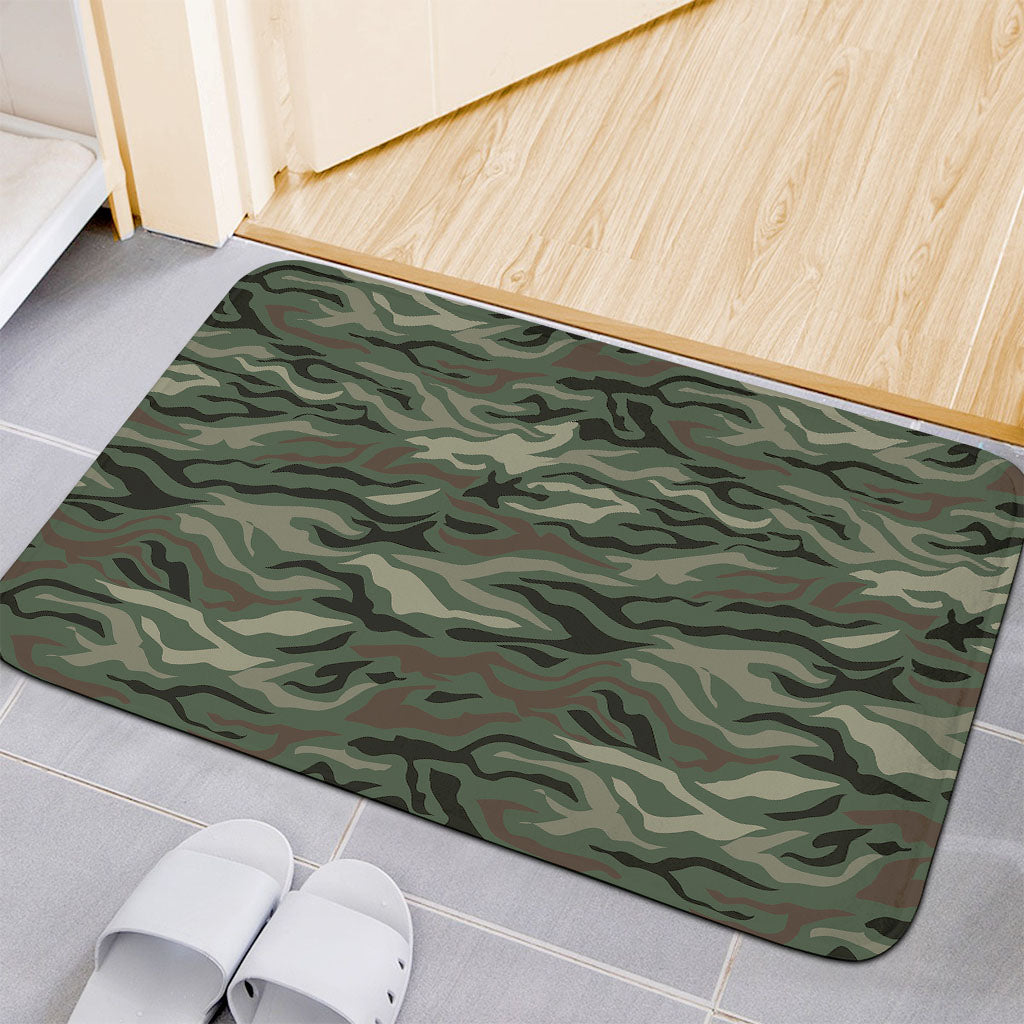 Green Camo Zebra Pattern Print Indoor Door Mat