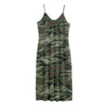 Green Camo Zebra Pattern Print Jersey Midi Cami Dress