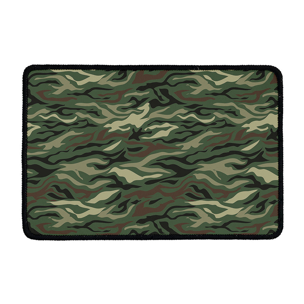 Green Camo Zebra Pattern Print Kitchen Mat