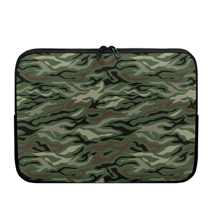 Green Camo Zebra Pattern Print Laptop Sleeve