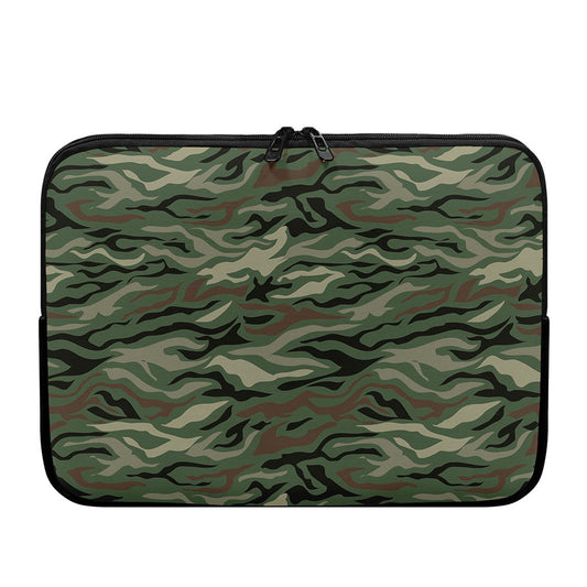 Green Camo Zebra Pattern Print Laptop Sleeve