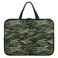 Green Camo Zebra Pattern Print Laptop Sleeve With Handle