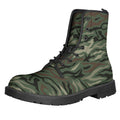 Green Camo Zebra Pattern Print Lace-Up Boots