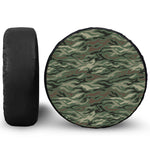 Green Camo Zebra Pattern Print Leather Spare Tire Cover