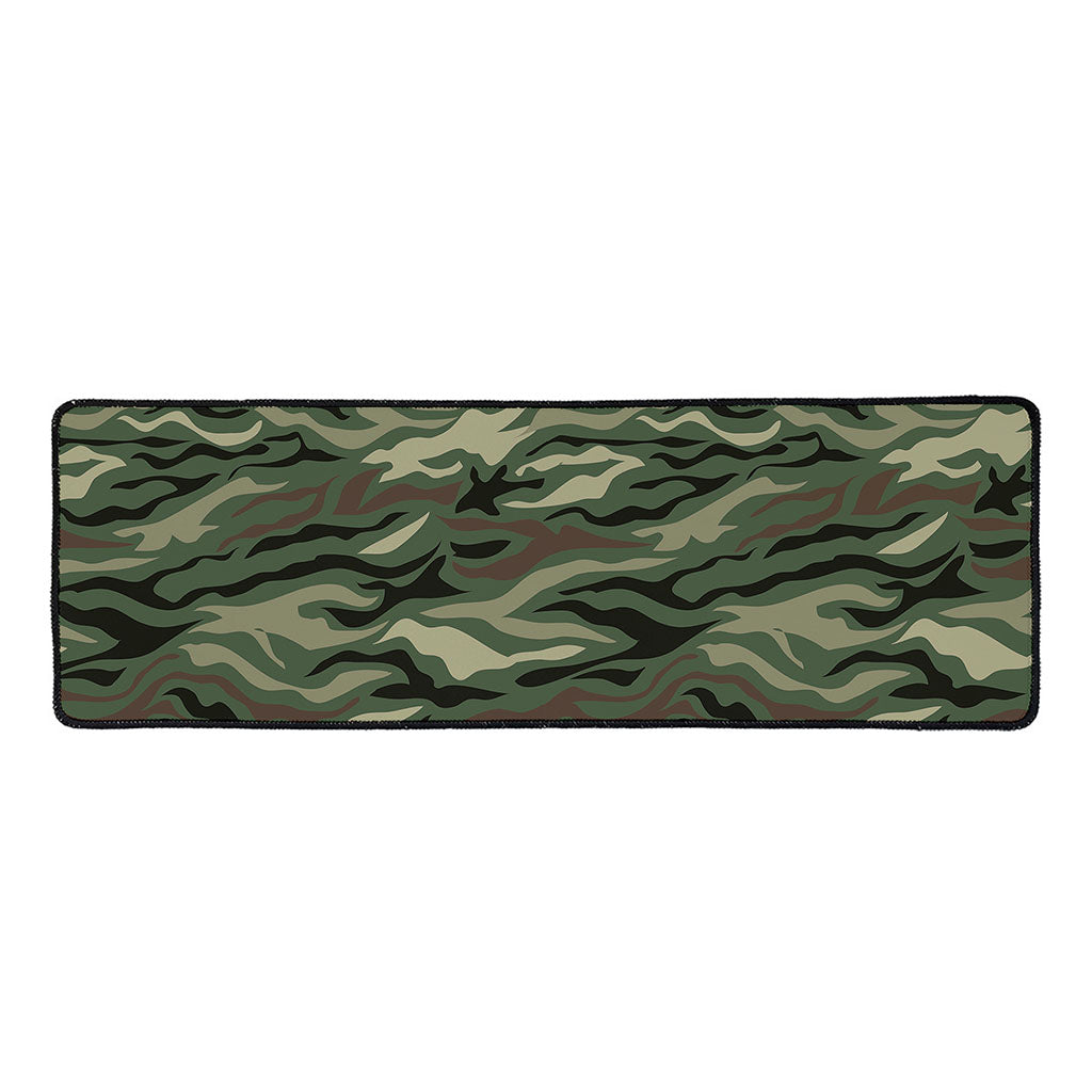 Green Camo Zebra Pattern Print Long Kitchen Mat