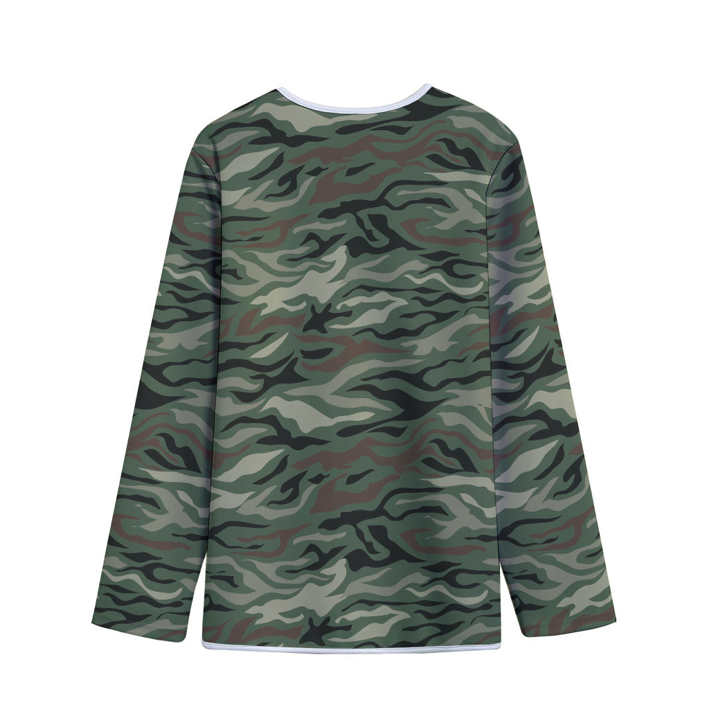 Green Camo Zebra Pattern Print Long Sleeve Short Coat