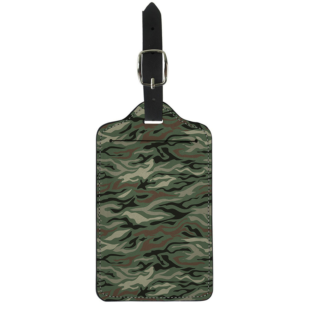 Green Camo Zebra Pattern Print Luggage Tag