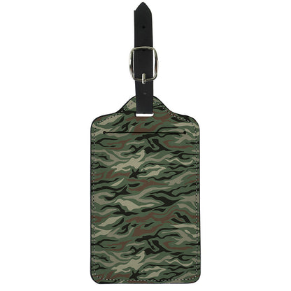 Green Camo Zebra Pattern Print Luggage Tag