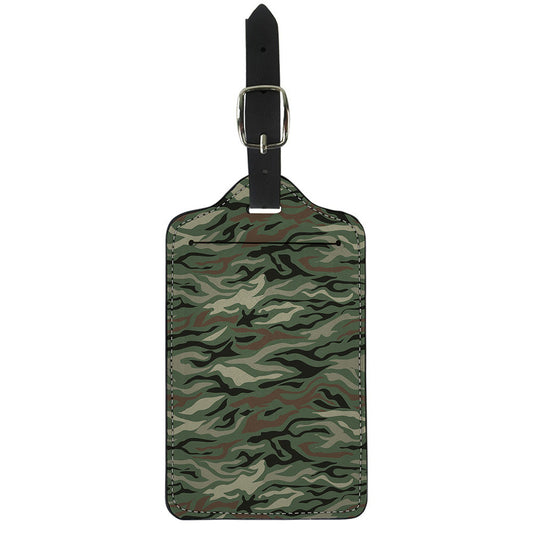 Green Camo Zebra Pattern Print Luggage Tag