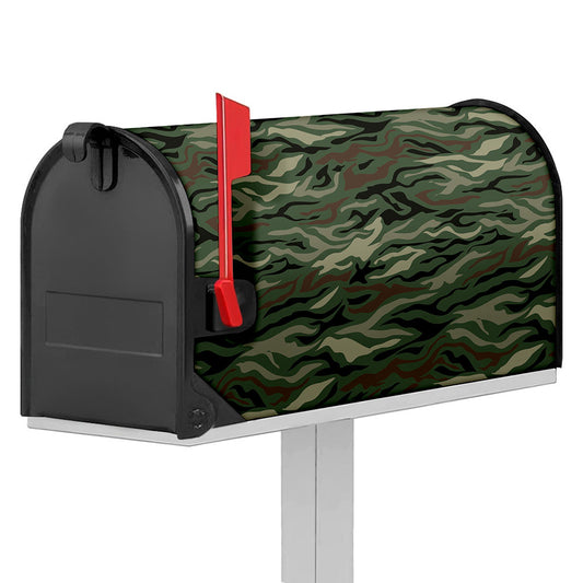 Green Camo Zebra Pattern Print Mailbox Cover