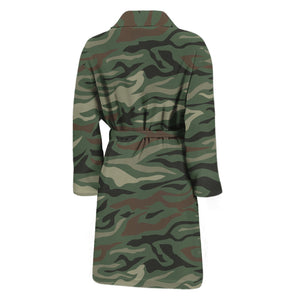 Green Camo Zebra Pattern Print Men's Bathrobe