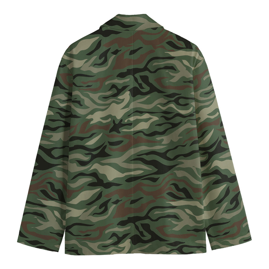Green Camo Zebra Pattern Print Men's Blazer