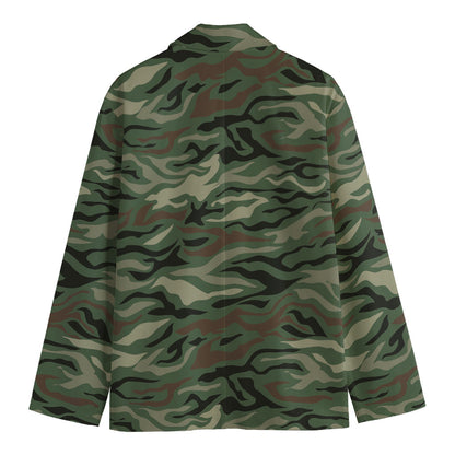 Green Camo Zebra Pattern Print Men's Blazer