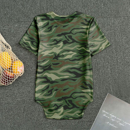 Green Camo Zebra Pattern Print Men's Bodysuit