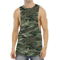 Green Camo Zebra Pattern Print Men's Muscle Tank Top