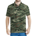 Green Camo Zebra Pattern Print Men's Polo Shirt