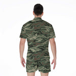Green Camo Zebra Pattern Print Men's Rompers
