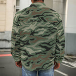 Green Camo Zebra Pattern Print Men's Shirt Jacket