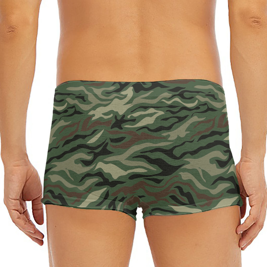 Green Camo Zebra Pattern Print Men's Short Boxer Briefs