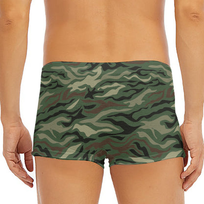 Green Camo Zebra Pattern Print Men's Short Boxer Briefs