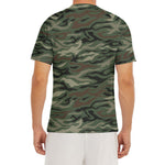 Green Camo Zebra Pattern Print Men's Short Sleeve Rash Guard