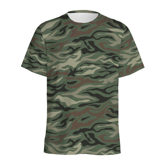Green Camo Zebra Pattern Print Men's Sports T-Shirt