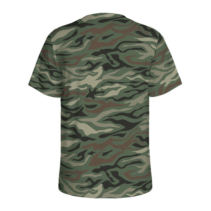 Green Camo Zebra Pattern Print Men's Sports T-Shirt