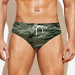 Green Camo Zebra Pattern Print Men's Swim Briefs