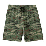 Green Camo Zebra Pattern Print Men's Swim Trunks