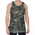 Green Camo Zebra Pattern Print Men's Velvet Tank Top