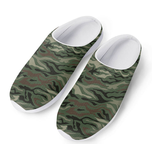 Green Camo Zebra Pattern Print Mesh Casual Shoes