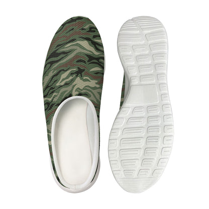 Green Camo Zebra Pattern Print Mesh Casual Shoes