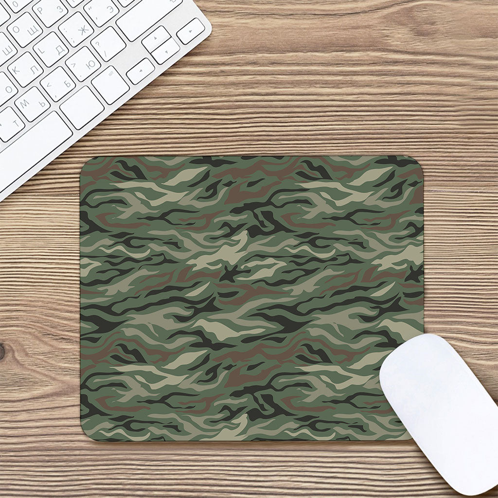 Green Camo Zebra Pattern Print Mouse Pad