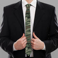 Green Camo Zebra Pattern Print Necktie