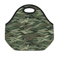 Green Camo Zebra Pattern Print Neoprene Lunch Bag