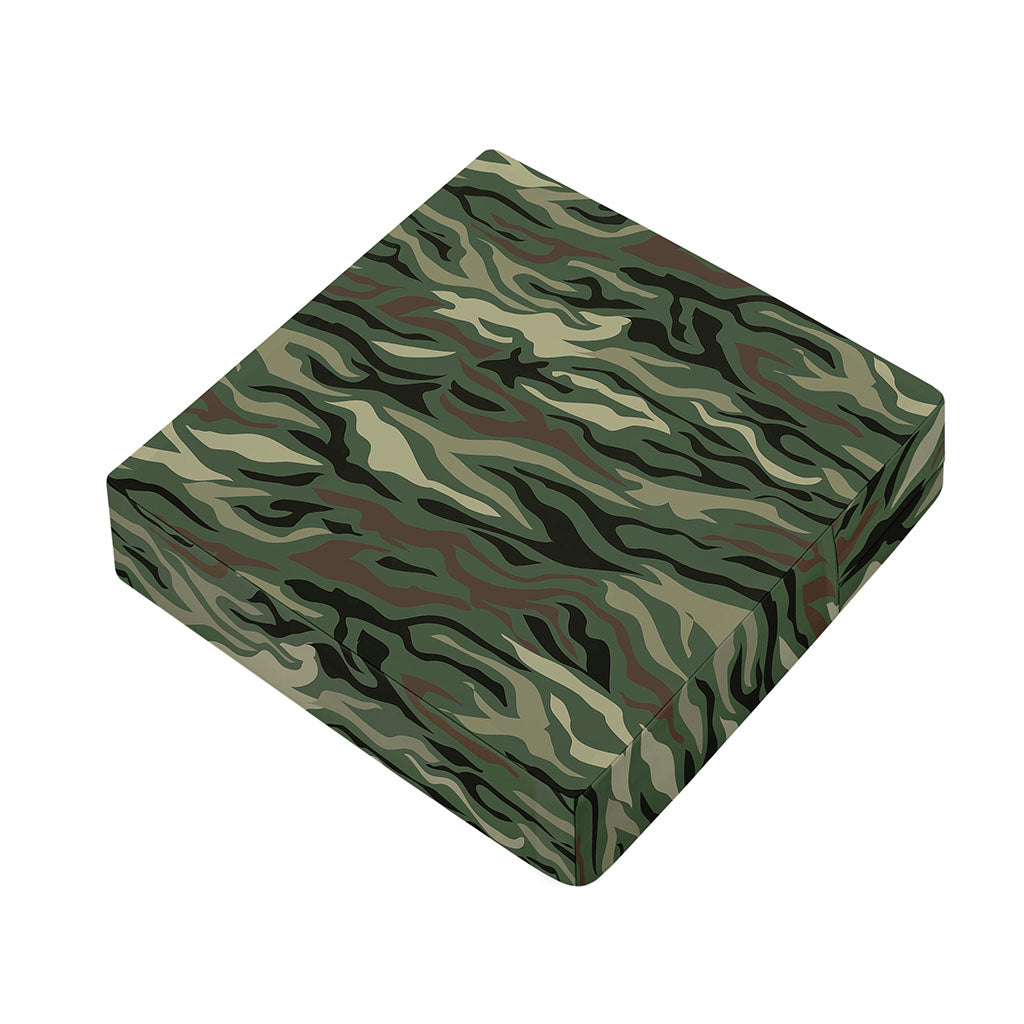 Green Camo Zebra Pattern Print Outdoor Seat Cushion Cover