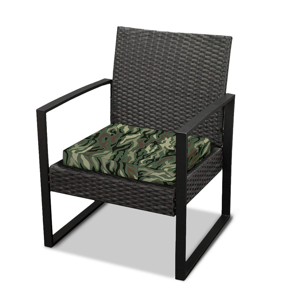 Green Camo Zebra Pattern Print Outdoor Seat Cushion Cover