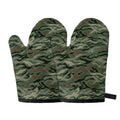 Green Camo Zebra Pattern Print Oven Mitts