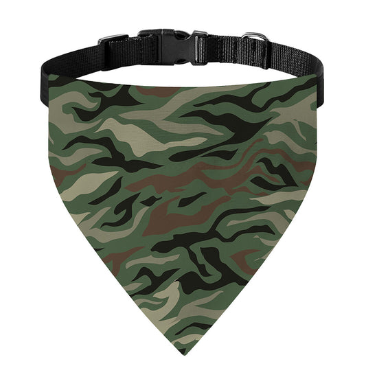 Green Camo Zebra Pattern Print Over The Collar Dog Bandana