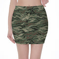 Green Camo Zebra Pattern Print Pencil Mini Skirt