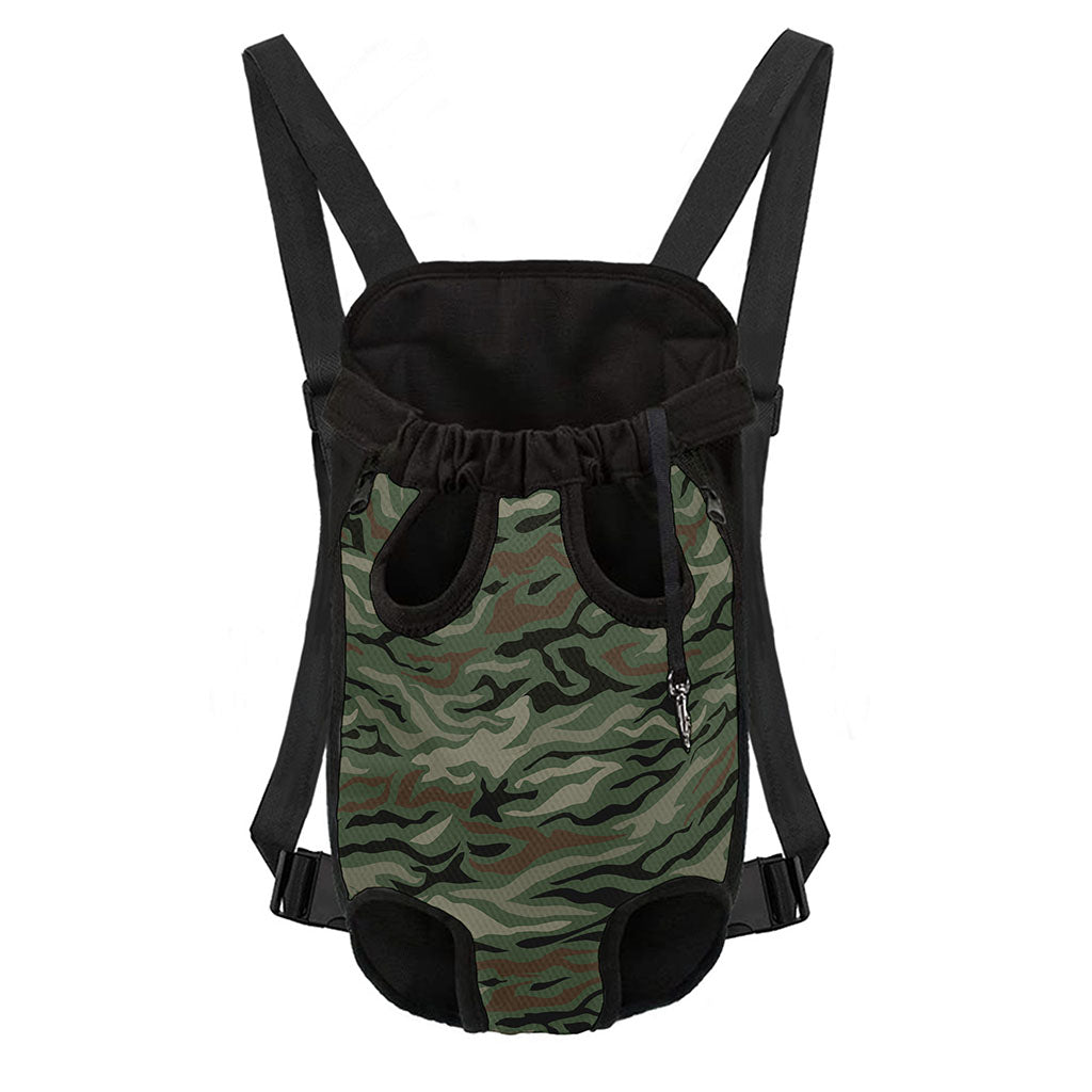 Green Camo Zebra Pattern Print Pet Carrier Backpack