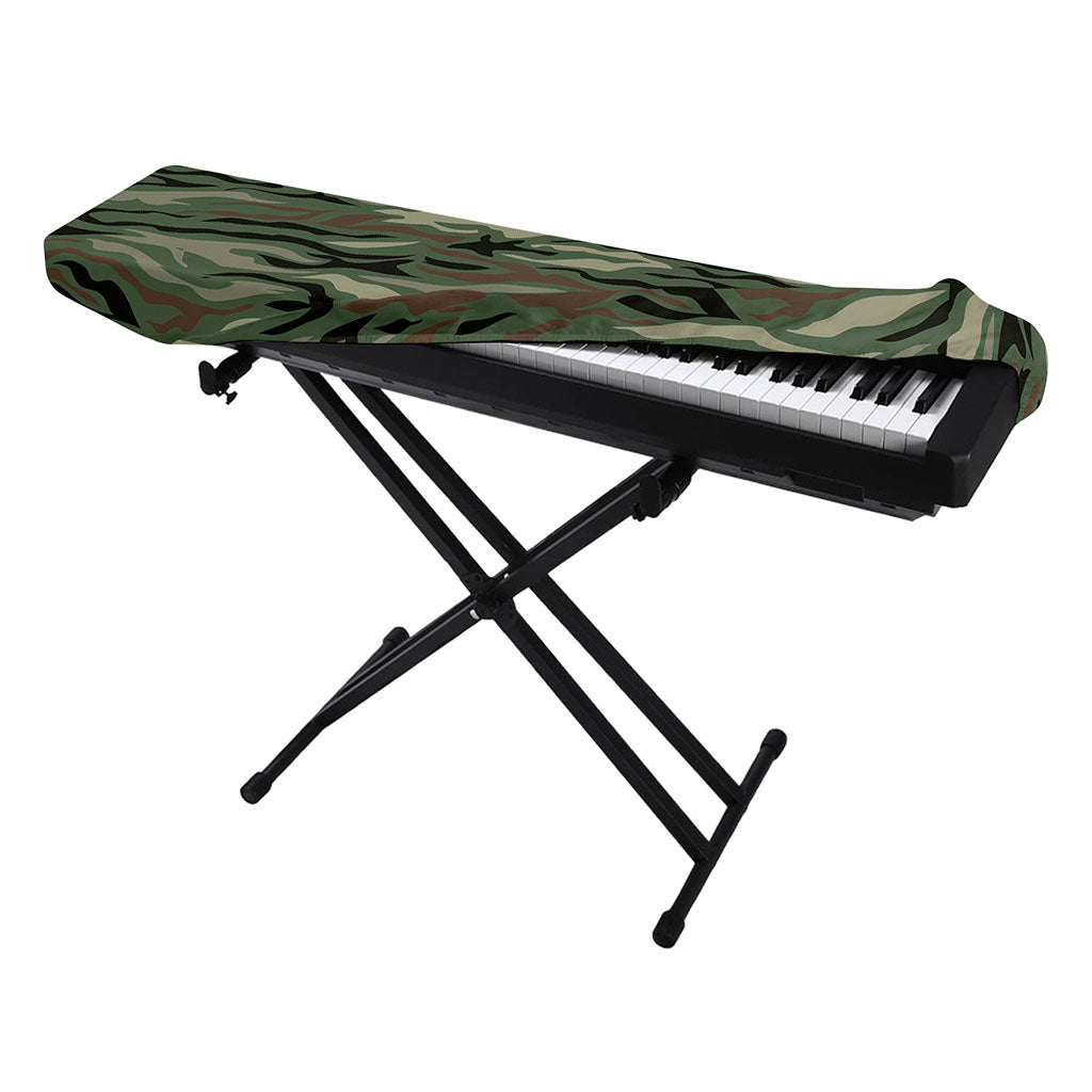 Green Camo Zebra Pattern Print Piano Keyboard Cover