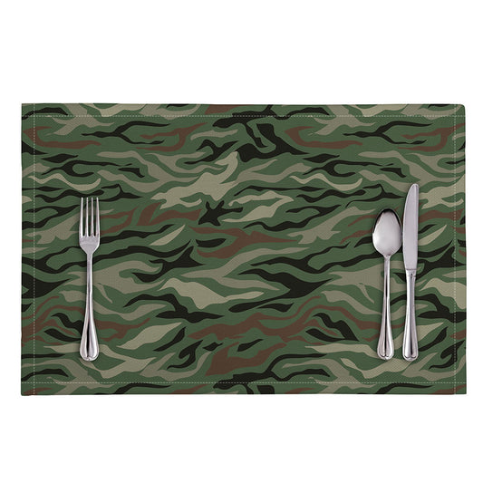 Green Camo Zebra Pattern Print Placemat