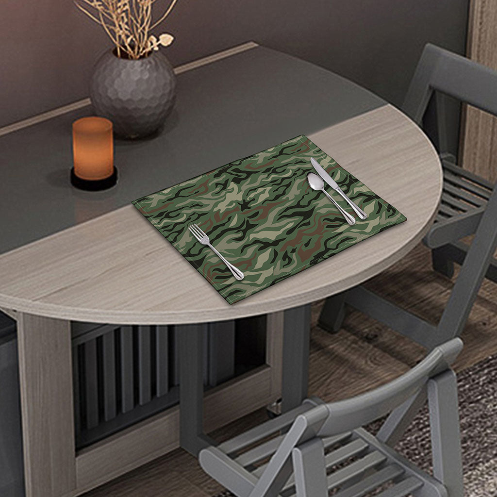 Green Camo Zebra Pattern Print Placemat