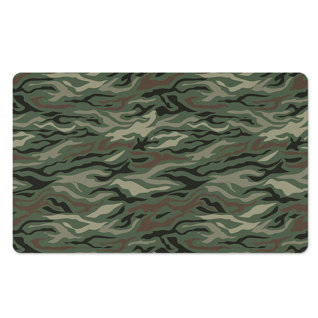 Green Camo Zebra Pattern Print Polyester Doormat