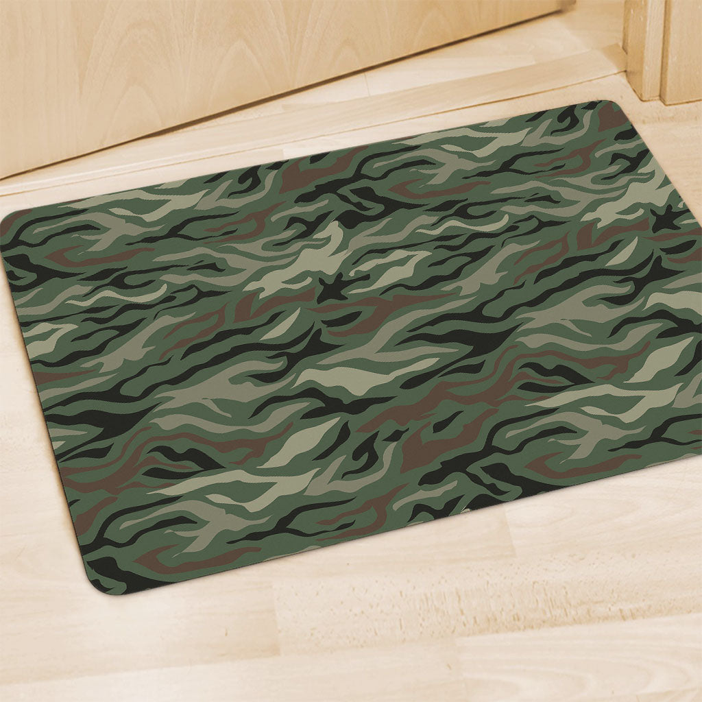 Green Camo Zebra Pattern Print Polyester Doormat