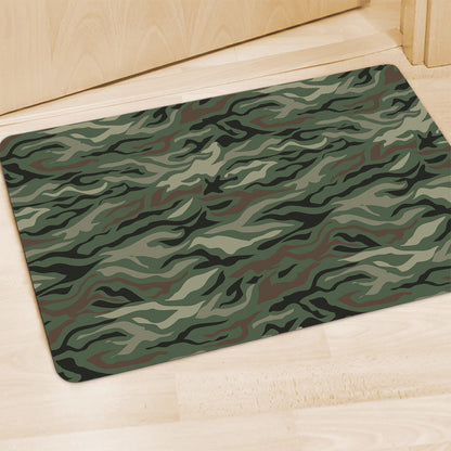 Green Camo Zebra Pattern Print Polyester Doormat