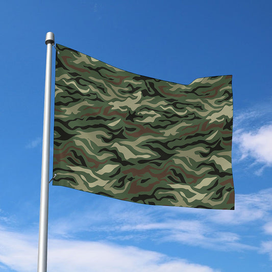 Green Camo Zebra Pattern Print Polyester Flag
