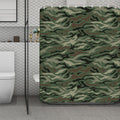 Green Camo Zebra Pattern Print Polyester Shower Curtain