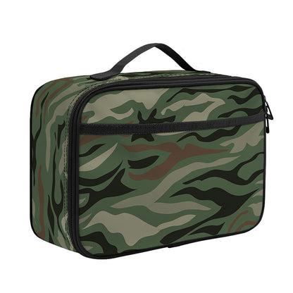 Green Camo Zebra Pattern Print Portable Lunch Bag
